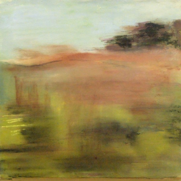 Blue Sky & Field, mixed media: image transfer on canvas/oil/pastel